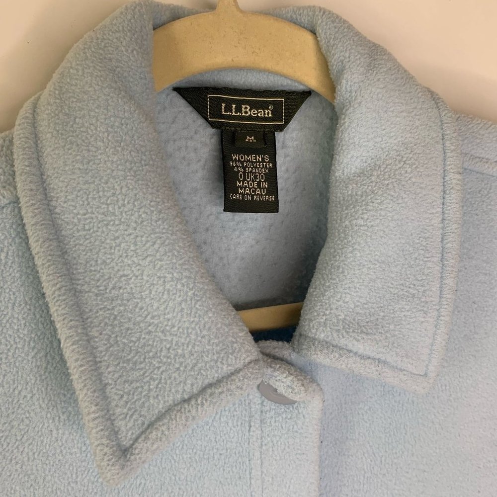 VTG L.L. BEAN Light Blue Fleece Teddy‎ Bear Jacket Sz M - Picture 6 of 7
